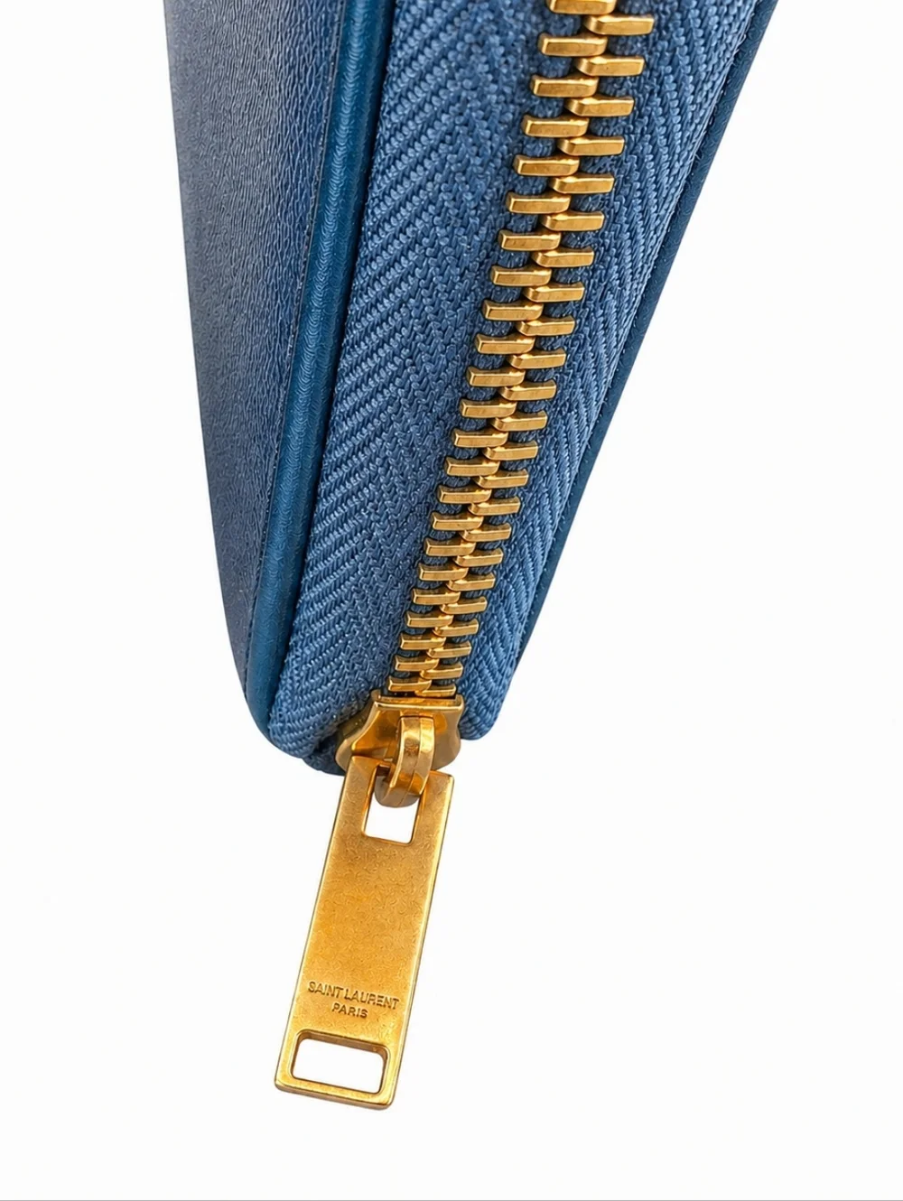 SAINT LAURENT | YSL Blue Leather Zip-Around Continental Wallet - Picture 4 of 7